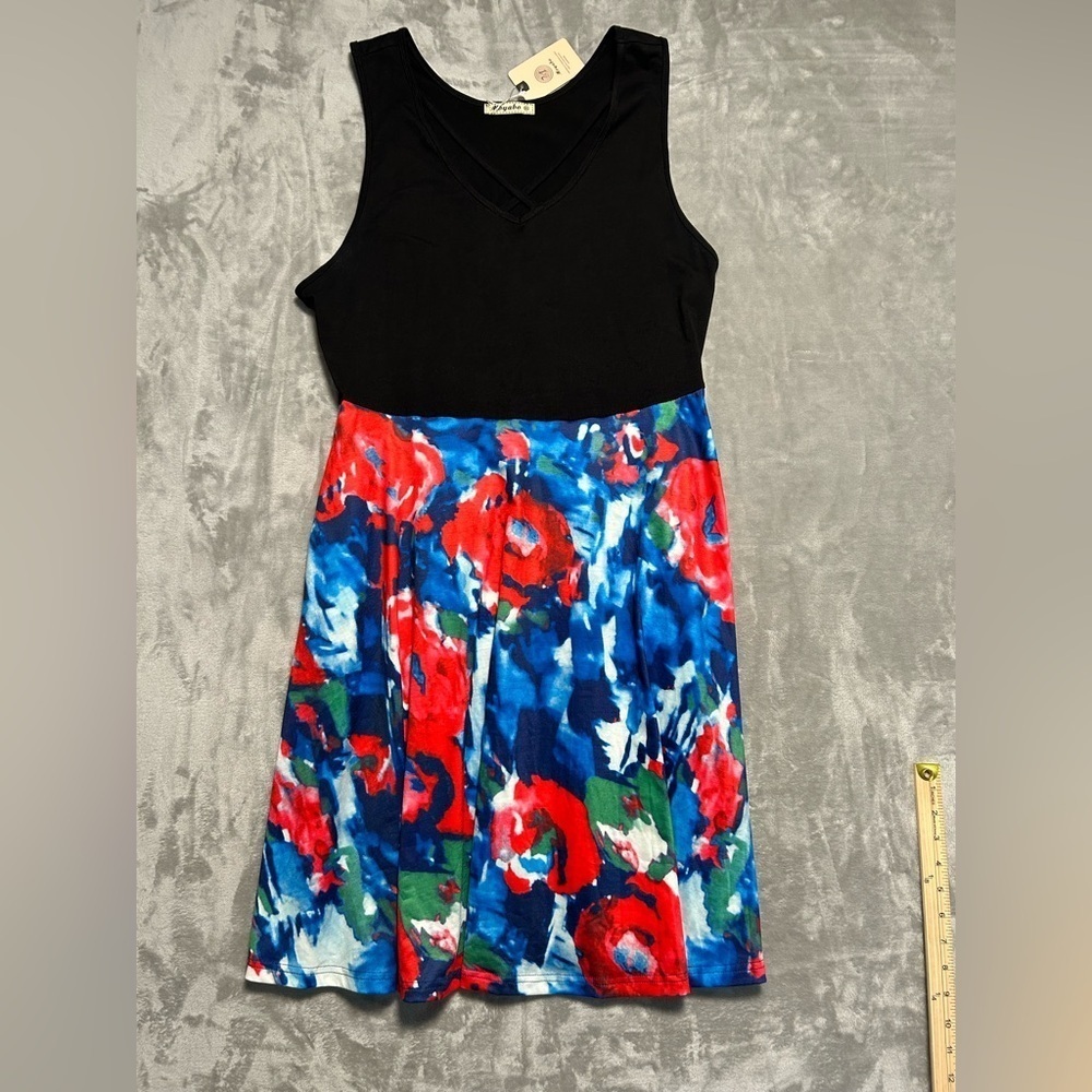 Moyabo Midi Dress Women’s 2XL Watercolor Sleeveless V Neck Pockets